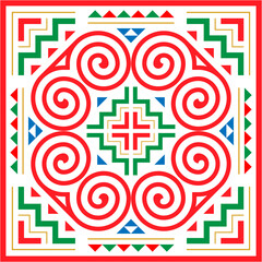 Hmong original ethnic pattern, Hmong red and green design.