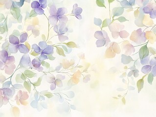 Fototapeta premium Pastel floral watercolor pattern art studio design element soft atmosphere close-up aesthetic beauty