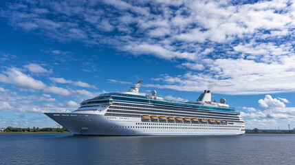 Luxury Cruise Ship Vacation Travel with Blue Sky
