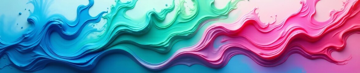 Fototapeta premium Vibrant swirling paint strokes in blue, green, and pink, colorful, strokes, abstract