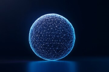 Dramatic 3D Wireframe Sphere Data Cloud Representing Innovative Technology Digital Artwork