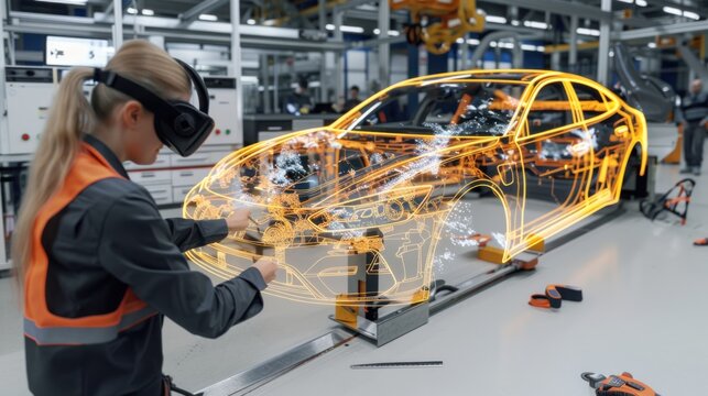 Engineer Uses Virtual Reality to Design Car Prototype in Factory