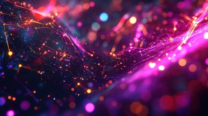 Fototapeta premium Abstract Neon Network: A Symphony of Light and Connection