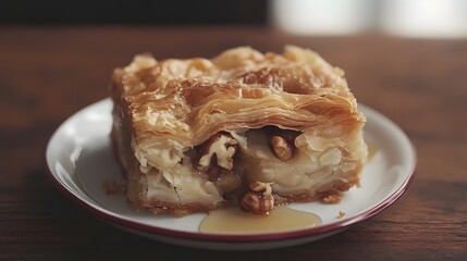 Delicious Pecan Pie Pastry Dessert on Plate