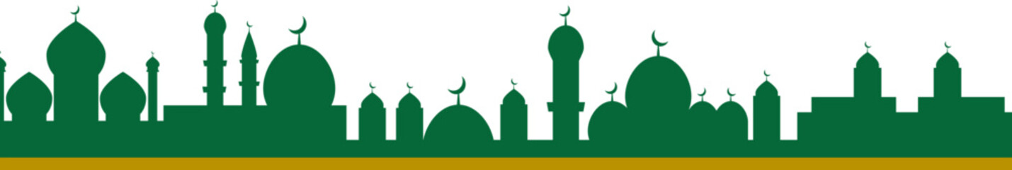 Minimalist Mosque Silhouette with Arabic Calligraphy Background