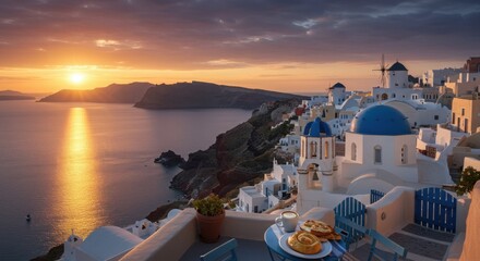Fototapeta premium Sunset over Coastal Village