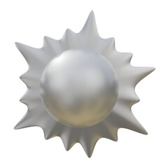 a White Sphere with Spiky Rays 3D Graphic Design Silver Metallic Concept Materials