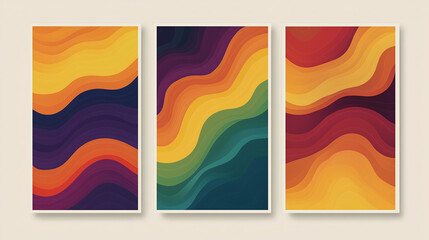 Obraz premium 70s color gradient poster background, retro wall decoration, groovy, trippy, geometric shape, vintage hippie wall art for interior, decorative, banner, cover, card 