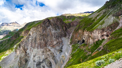 mountain cliffs covered with greenery