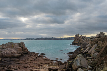 Joli paysage de la côte de granit rose en Bretagne - France