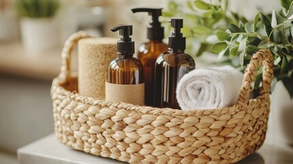 Spa basket with natural toiletries