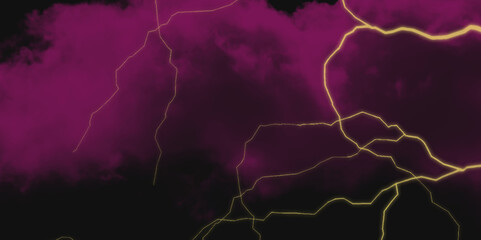 Thunder, lightnings and rain on a stormy summer night in black and white. Lightning bolts in the sky at night. Lightning on the sky with stormy clouds .