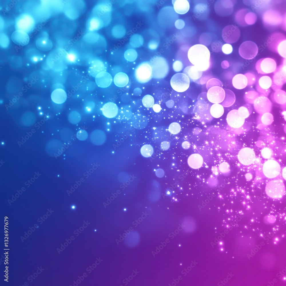Poster ethereal glow of vibrant bokeh lights in blue and magenta gradient creating a magical festive atmosp