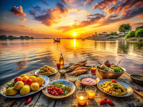Gorai River Sunset: Delicious Food by the Water