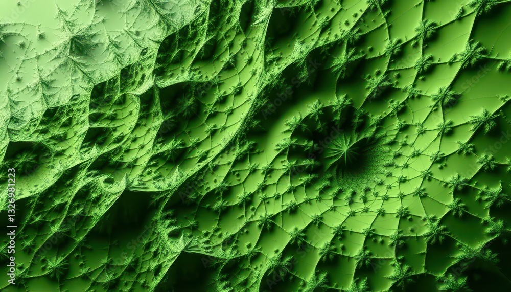 Poster abstract green spiral pattern with intricate details and textures for creative design projects and b