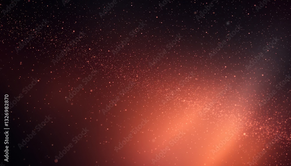 Poster vast and expansive cosmic background with a starry texture, radiating orange and red hues in a dark 