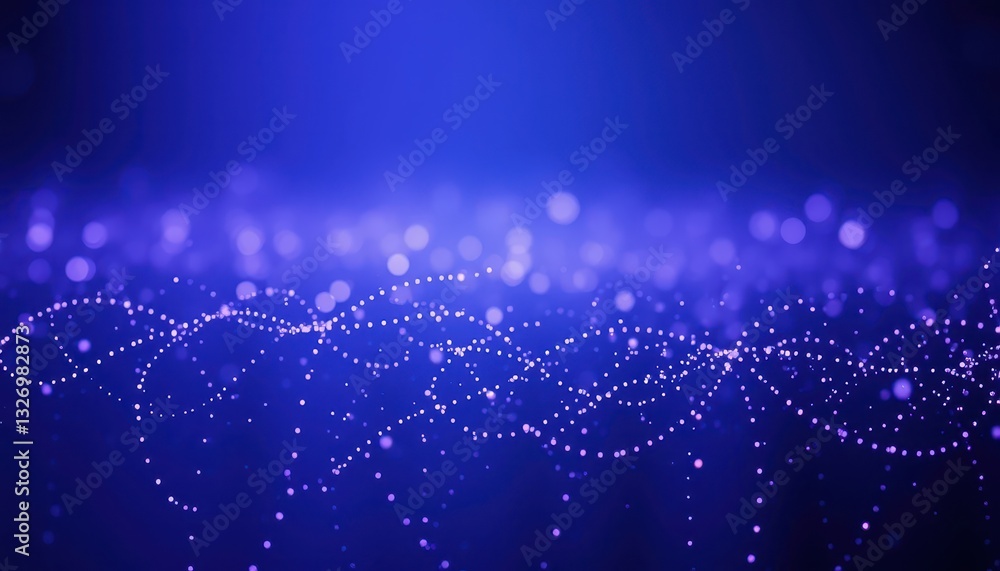 Poster abstract purple digital background with glowing bokeh lights and smooth waves for technology or crea