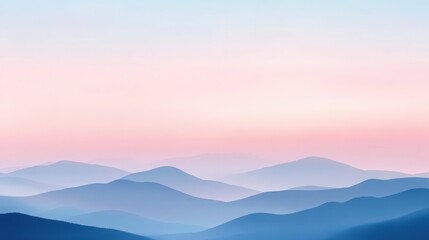 Fototapeta premium Layered mountain range with a soft blend of pastel colors above the peaks