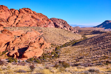 Red Rock Canyon Desert Landscape with Rugged Sandstone Formations Eye Level