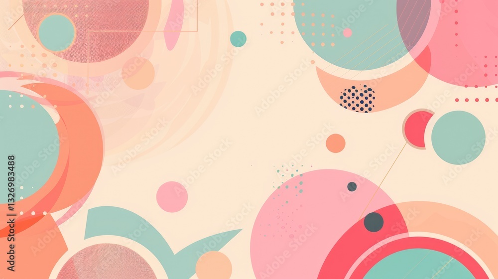 Poster abstract multiple pastel colour circle with the colourful background, geometry a branch of mathemati
