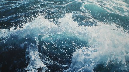 A hyper-detailed oil painting of cascading water currents, delicate bubbles forming and bursting, interplay of transparency and turbulence