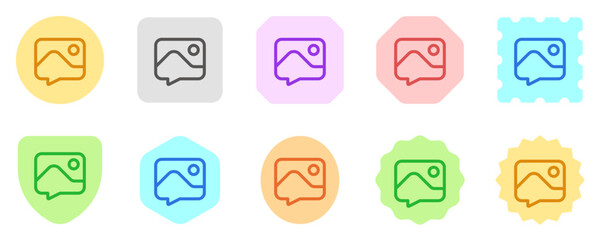 Vector picture message icon. Black, white background. Perfect for app and web interfaces, infographics, presentations, marketing, etc.