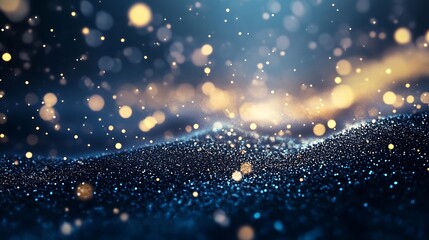 Obraz premium Close Up of Shimmering Particles of Light and Sparkles on Dark Background : Generative AI