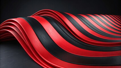 Vibrant Red and Black Wave Pattern - Abstract Visual Art