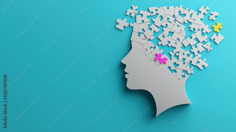 Poster unlocking cognitive potential a puzzle shaped mind exploring solutions and growth an abstract concep