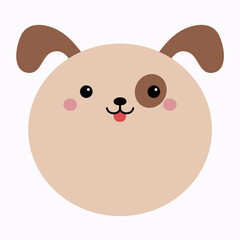 Dog puppy round face head icon. Cute cartoon kawaii pet funny baby animal character. Love greeting card. Sticker print template. Happy Valentines day. Flat design. White background. Isolated. Vector