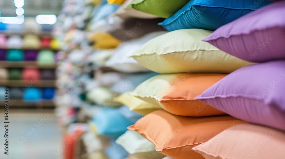 Poster vibrant colorful couch cushions stacked neatly in a modern home interior design display : generative