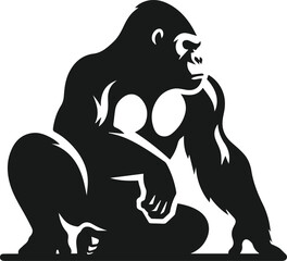 gorilla crouching low vector
