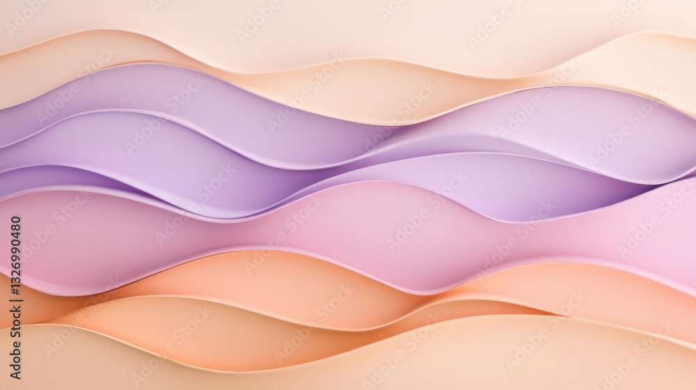 Poster pastel curves abstract layers with soft tones, delicate waves and elegant gradient