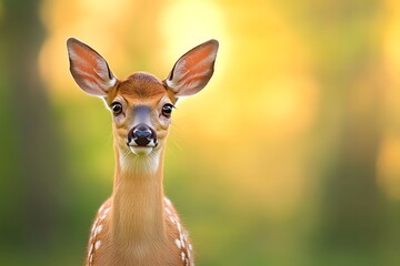 Captivating Close Up Portrait of a European Fallow Deer Fawn in a Sun Dappled Forest Clearing in Bavaria Germany