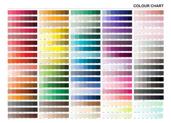 Color Chart Print Test Page. Color Names, Vector color palette.