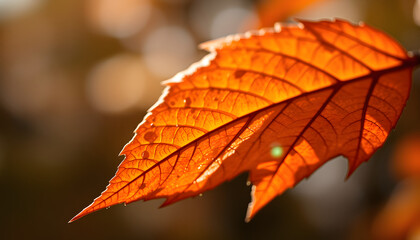 Obraz premium Detail Of Autumn Leaf, studio lighting. White tone
