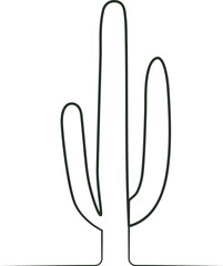 Saguaro cactus continuous line drawing. 