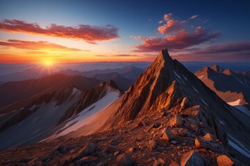 Fototapeta premium mountains with a sunset in the background