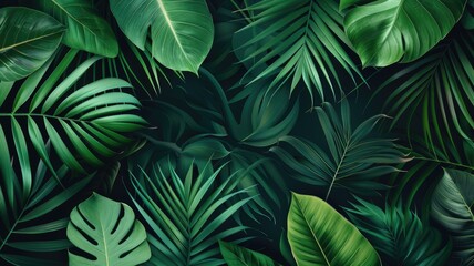Abstract tropical green color of plant for decoration in natural style create contrast scene. Vividness of fresh leaves express refreshment of nature and calming emotion perfect for background. AIG53.