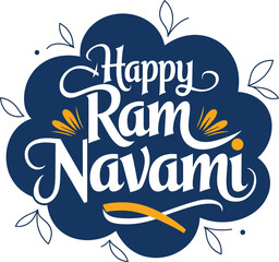 Happy Ram Navami festival of India, typography vector illustration.