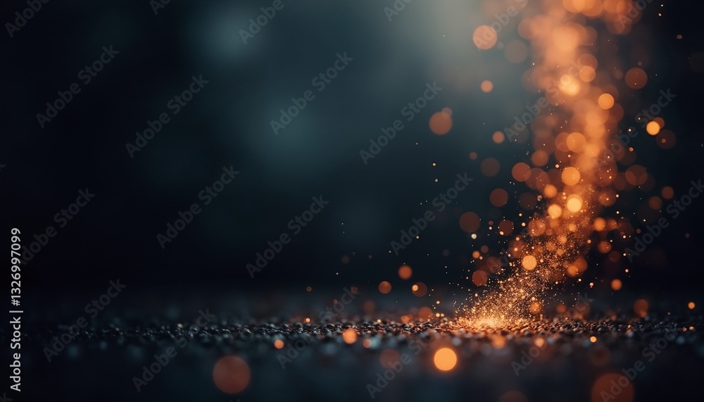 Aufkleber abstract golden sparkles creating a magical atmosphere on a dark background with copy space