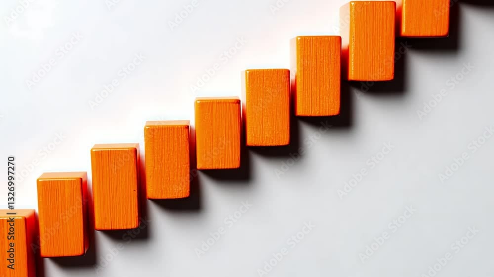 Poster vibrant orange blocks in diagonal line playful geometric arrangement with smooth texture for strikin