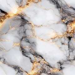 Luxurious White and Gold Marble Texture Seamless Pattern for High-End Design Projects