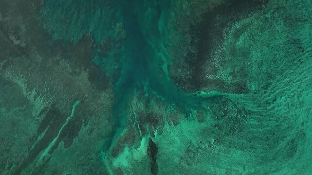 Aerial view of abstract reef in tranquil blue ocean, Apia, Tuamasaga, Samoa.