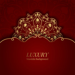 Red background with gold mandala ornaments