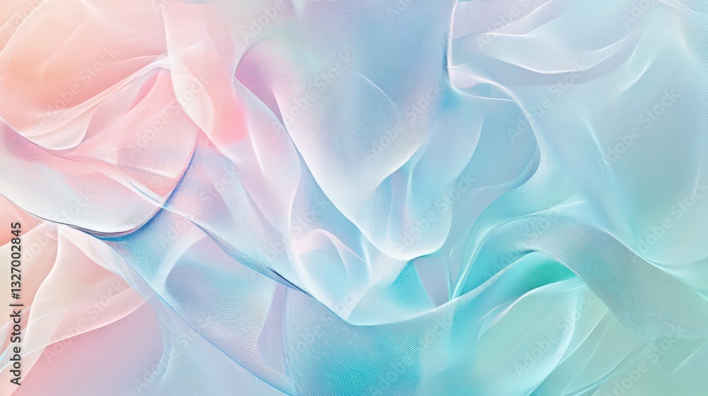 Poster delicate pastel gradients form an abstract fabric-like wave pattern texture