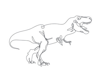t rex dinosaur ,  ine drawing, vector  illustration