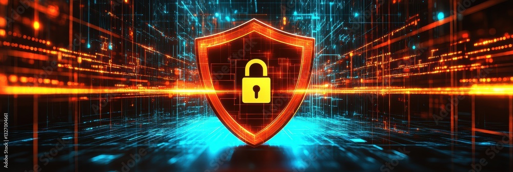 Aufkleber digital security shield symbolizing protection of data and information