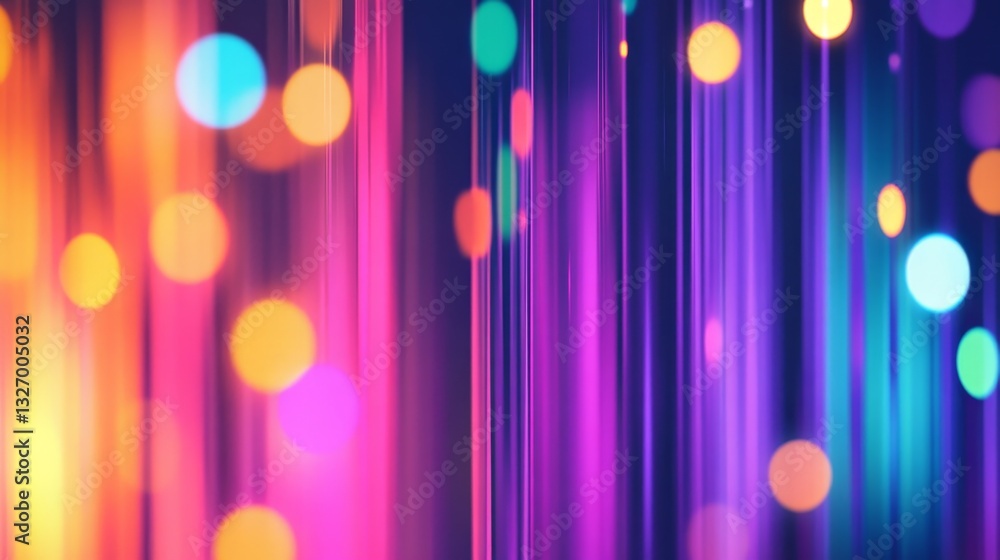 Poster vibrant abstract background with colorful vertical lines and glowing bokeh effects