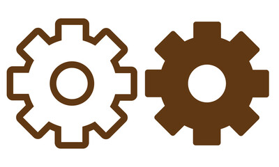 brown ,black Gear icon set. settings icon. cogs symbol. gear wheel mechanism. black outline and filled version. Gear symbol vector sign isolated on white background. New business idea, teamwork, eps10
